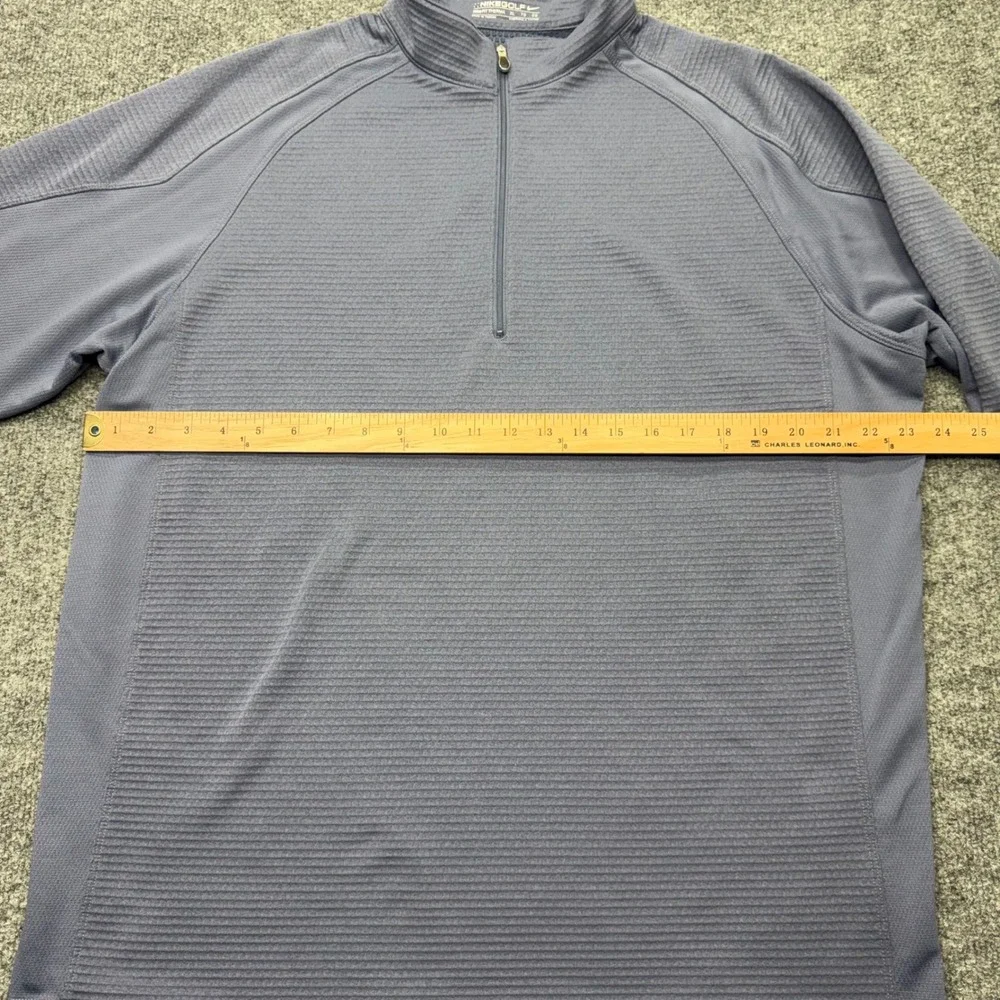 Nike Golf Therma Men XL Quarter Zip Pullover Blue Gray Ribbed Textured Mock Neck